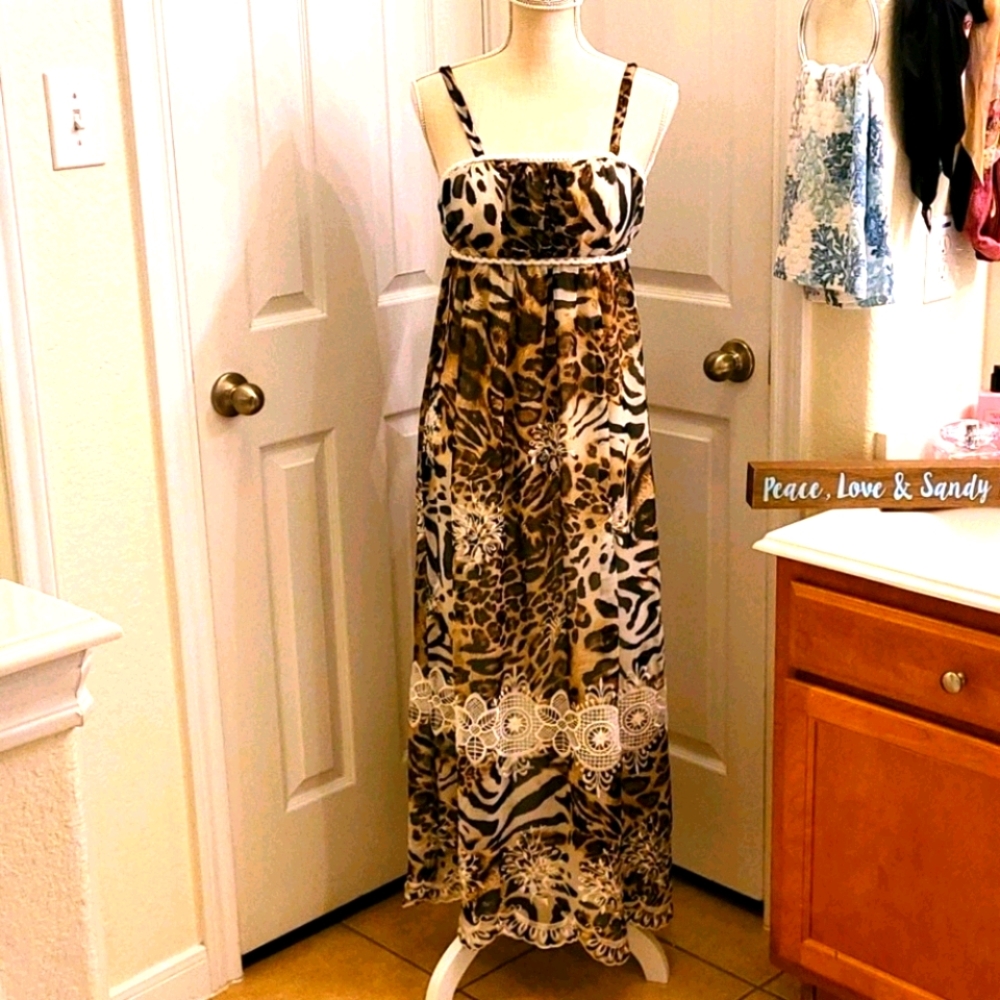 KESSLEY "S"  🐆 print EMBROIERING maxi-dress